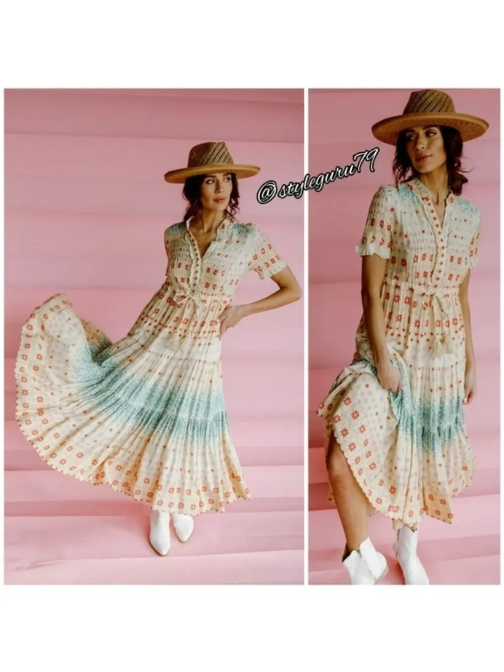pleated summer dresses PRETTYGARDEN Women's Maxi Trendy Cap Short Sleeve Butto Ann Taylor Loft Blue crocheted Have questions Nekline:Corset